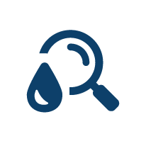 An icon showing a magnified glass, representing a non-intrusive business water asset check