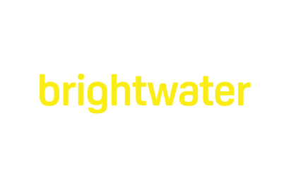 Brightwater logo displayed in bold yellow typography