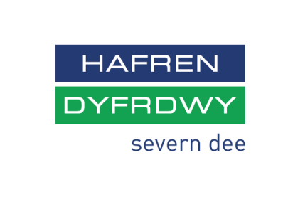 Hafren Dyfrdwy logo featuring stacked dark blue and green rectangles containing the text "HAFREN" and "DYFRDWY" in white, with "severn dee" written underneath in blue lowercase text.